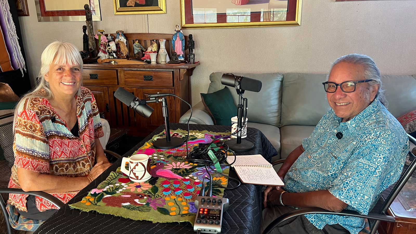 Dr. Lynn Paxson and Dr. Ted Jojola recording an episode of the PlaceKnowing podcast